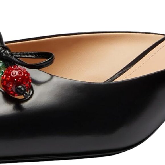 Coach Women's Runway Mule with Cherries Ballet Flat Shoes Black Size 8 - Picture 5 of 9